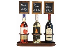 DISPLAY FOR 3 BOTTLES WITH CHALK BOARD
